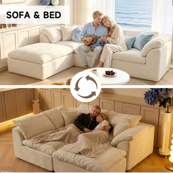 108'Oversized Boneless Modular L-Shape Cloud Sofa