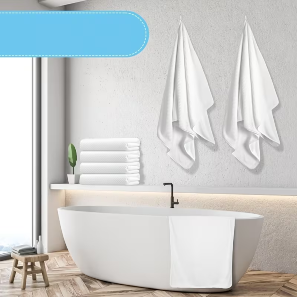 4 Pack White Cotton Bath Towels