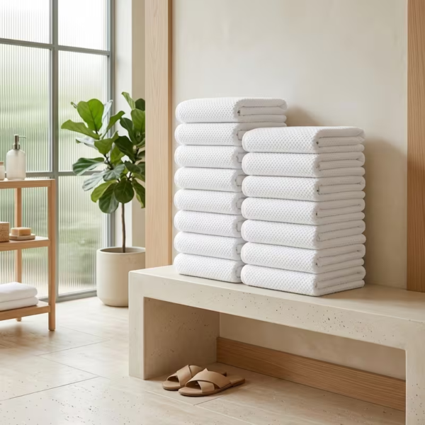 4 Pack White Cotton Bath Towels
