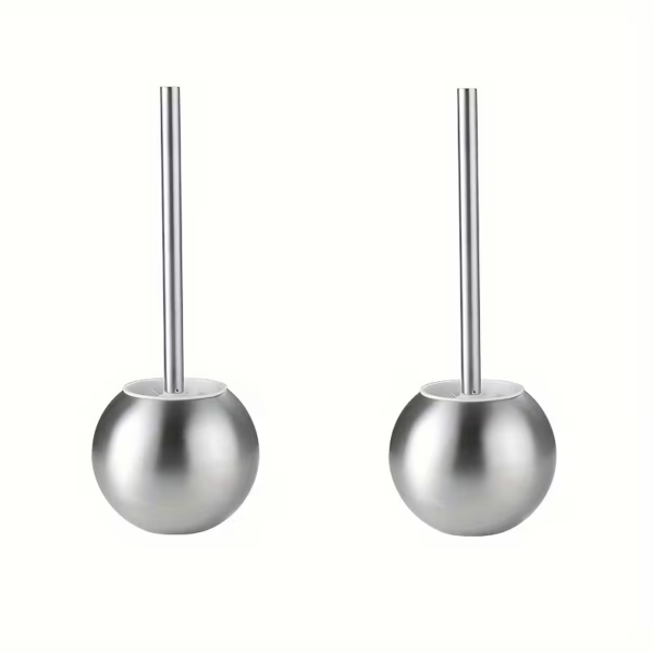 Stainless Steel Toilet Brush with a Round Ball Design